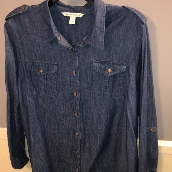 Jones of New York denim long sleeve shirt size 3X double pocket‎ front - Picture 2 of 6